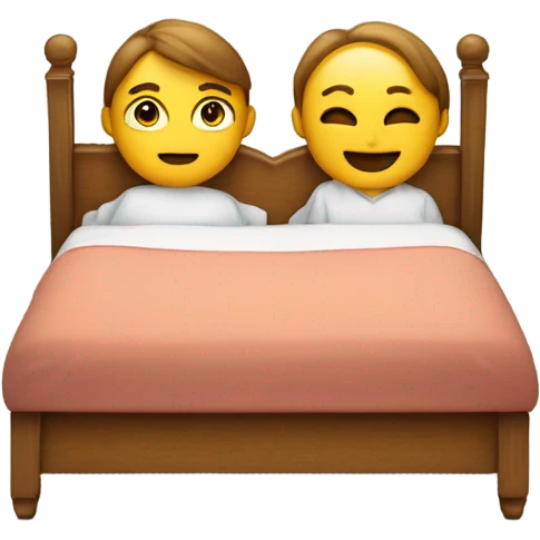una cama con una persona encima de una persona estilo emoji jugando emoji