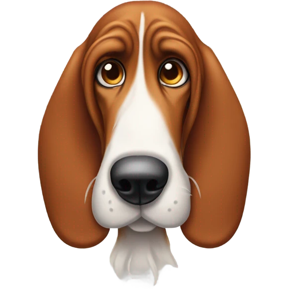 Red and white basset hound crying emoji