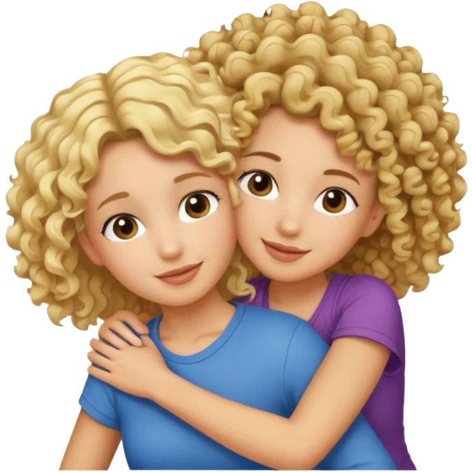 A blonde girl piggybacking on top of her curly-haired brunette friend emoji