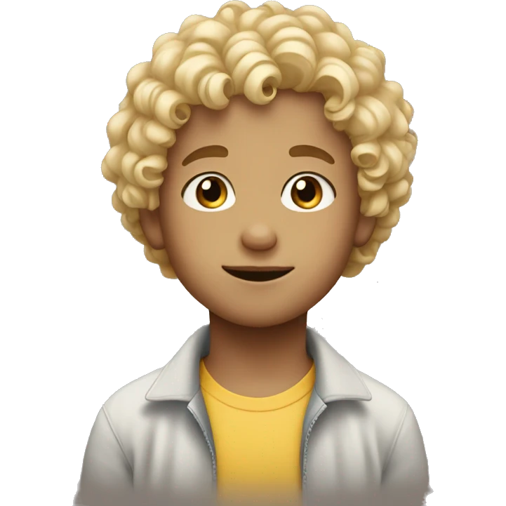 A kid with curly hair and blonde hair boy  emoji