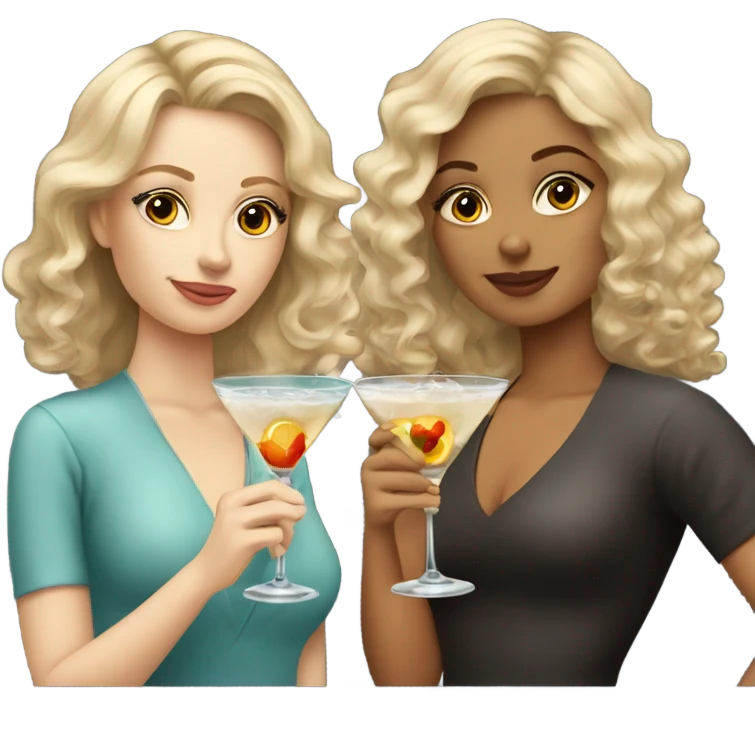  one blonde and one curly brown haired girl drinking martinis emoji