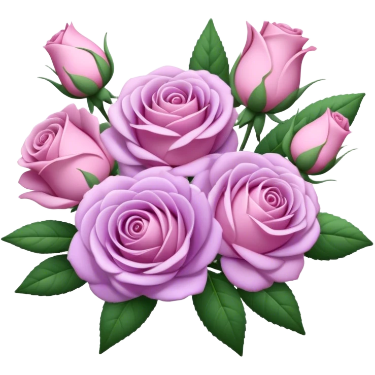 big bouquet Lavender Tea Rose, luxuriant, leaf, bud emoji