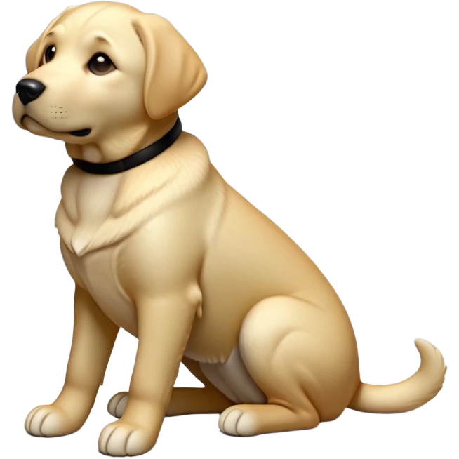cinematic-[Labrador retriever]-realistic-full-body-sitting-emoji,-tail-resting-loosely-beside-its-paws,-head-tilted-dramatically, -sleek-[black]-fur,-simplified-yet-realistic-focused-features,-highly-detailed,-glowing-with-an-almost-sarcastic-glow emoji