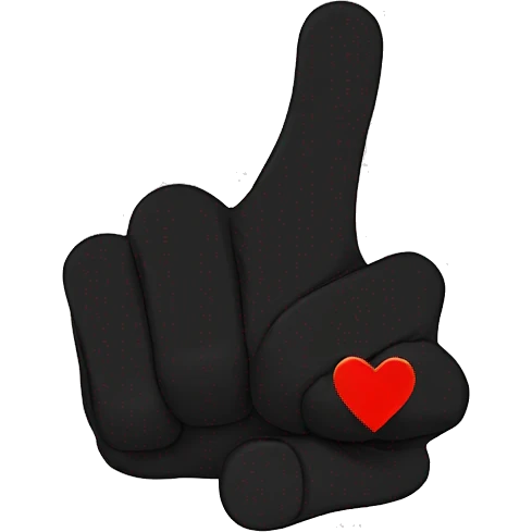 Black broken heart wiith a finger gun emoji