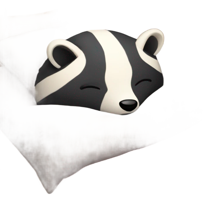 sleepy badger in pajama outfit cozy bed emoji