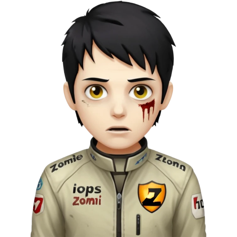 zombie formula racer black hair emoji