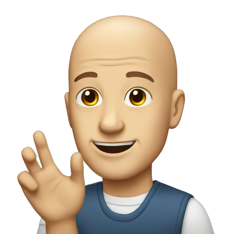 Bald man raising his hand emoji