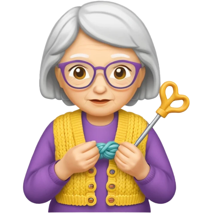 knitting grandma yellow emoji