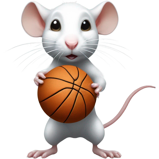White rat playing basketball  emoji