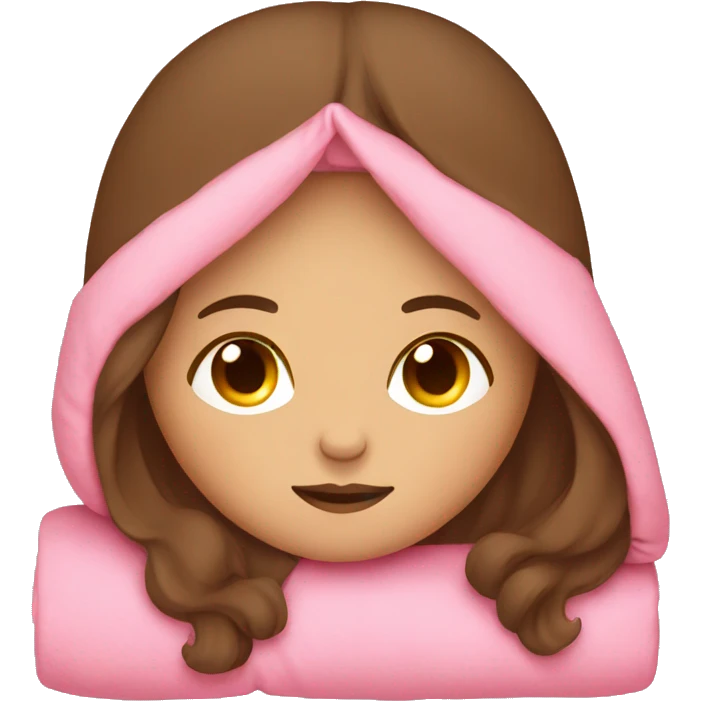 girl with brown hair sleeping with pink blanket emoji