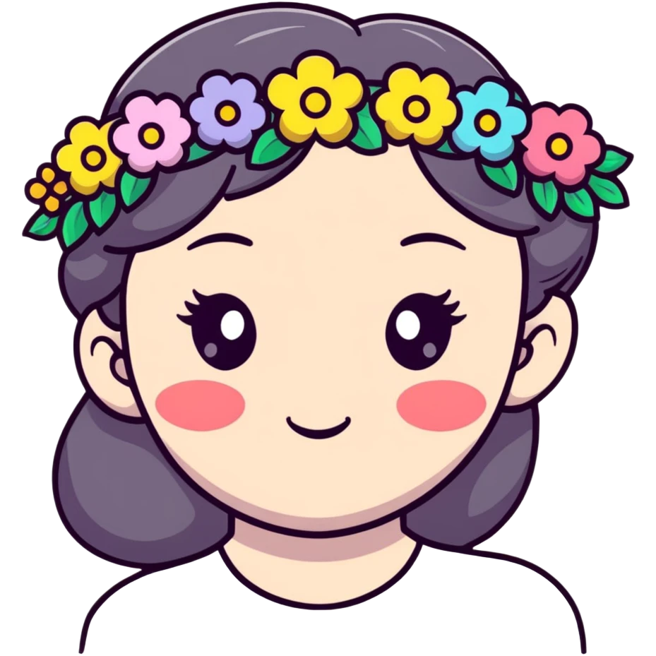 kawaii soft girl with heart cheeks and flower crown emoji