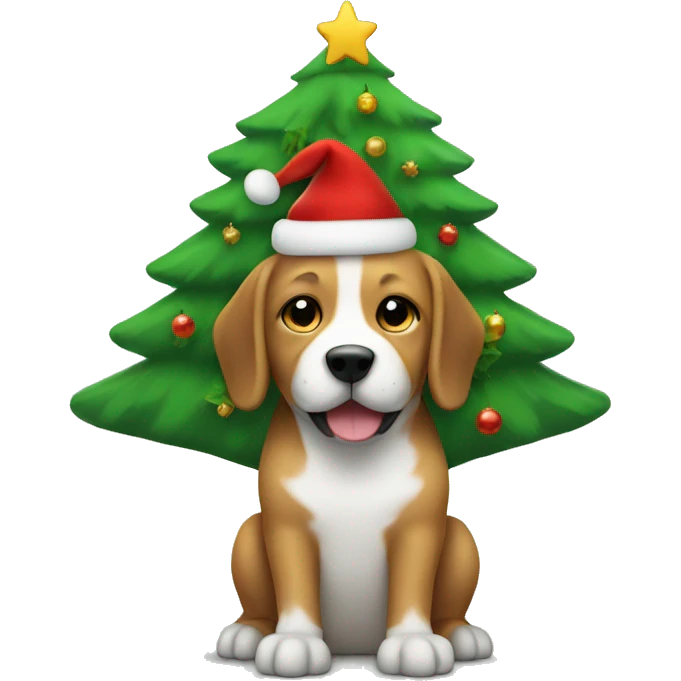 Dog holding christmas tree  emoji