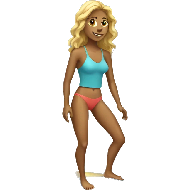 Female surfer hanging 10 emoji