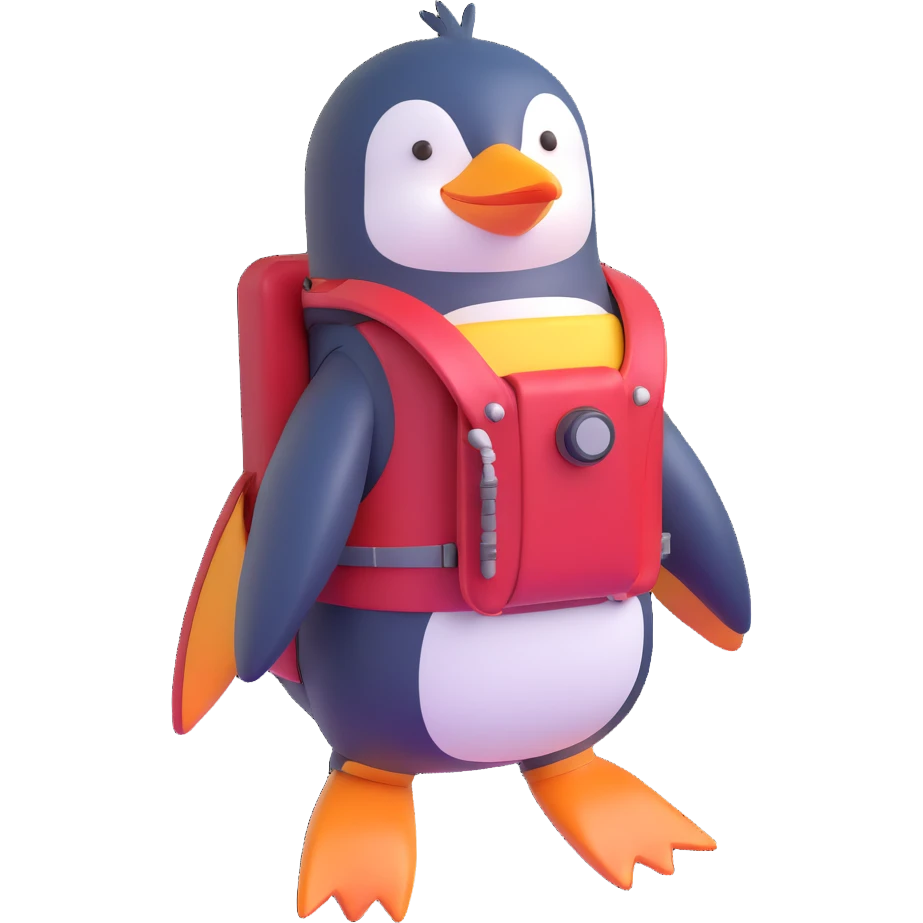 penguin with a jetpack emoji