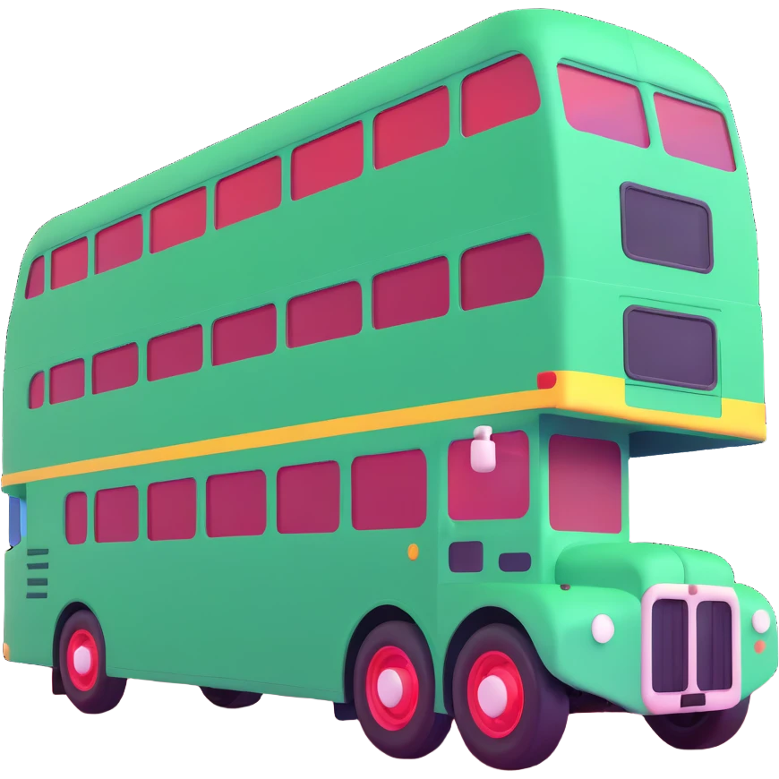 green double decker bus facing right emoji