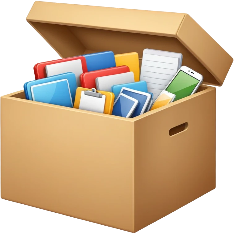 Box full of desktop material  emoji