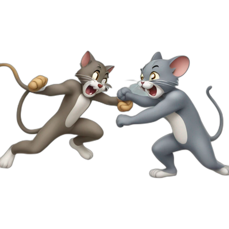 Tom and Jerry fight emoji