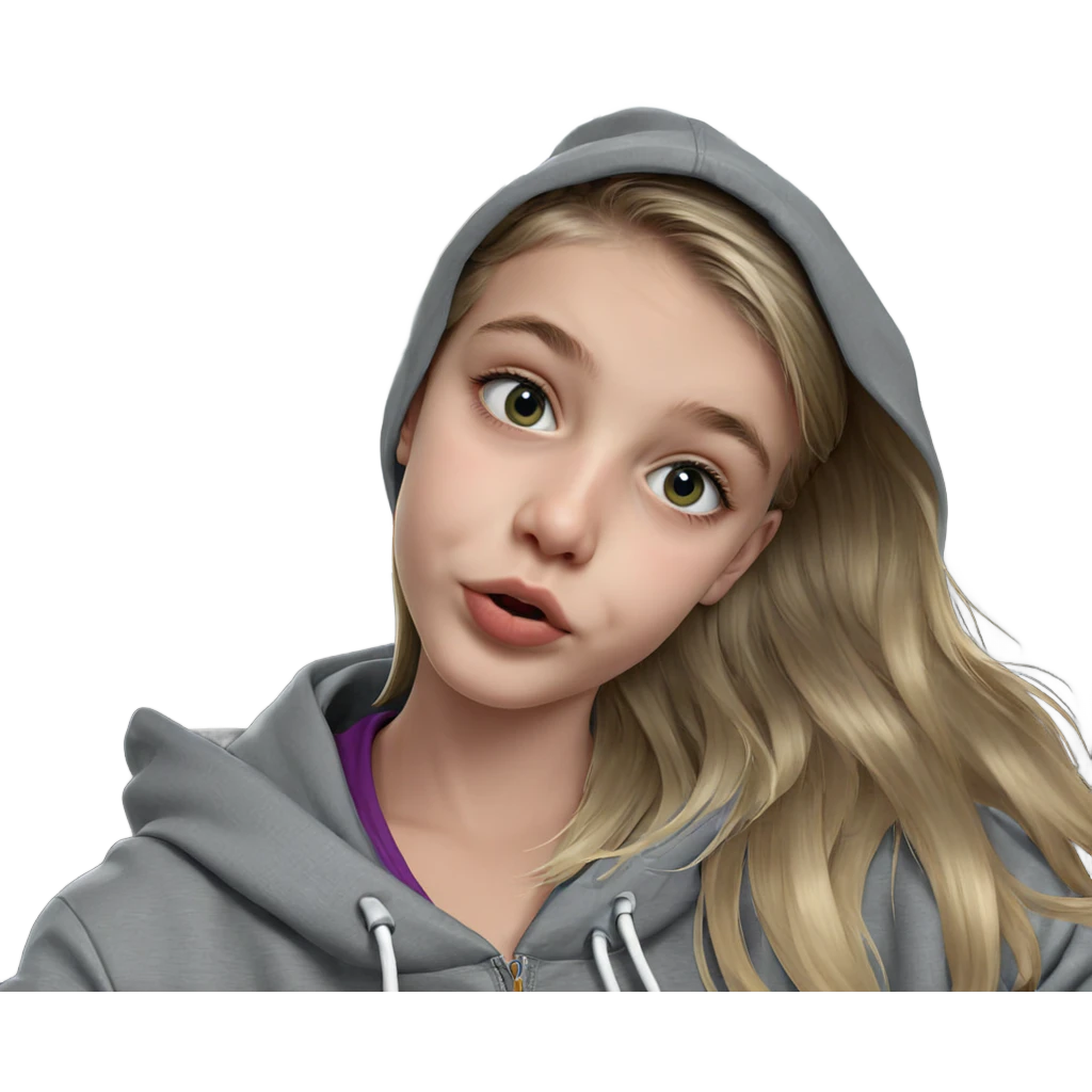 blonde girl with hoodie indoors emoji