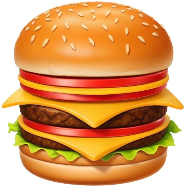 A clean and simple icon of fast food in emoji-style illustration. A burger with fries, bright and bold colors, simple shapes, flat design, high contrast, inviting and appetizing. emoji