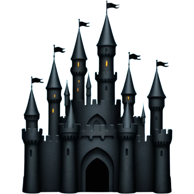 iOS emoji, minimal dark fantasy, black castle silhouette, flat emoji