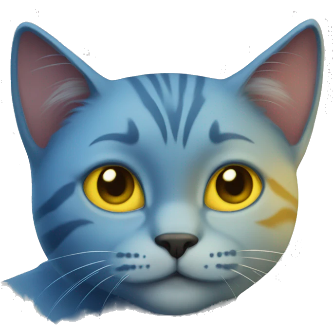 blue cat with yellow cat emoji