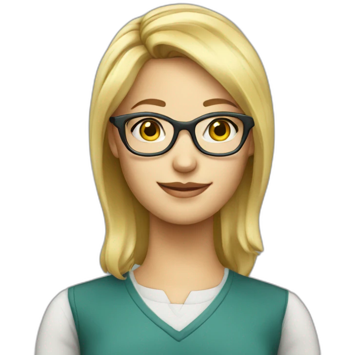 Blonde young female elementary school teacher with glasses emoji