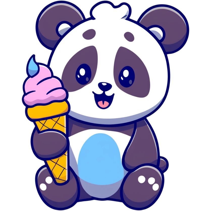 Panda eating ice cream emoji