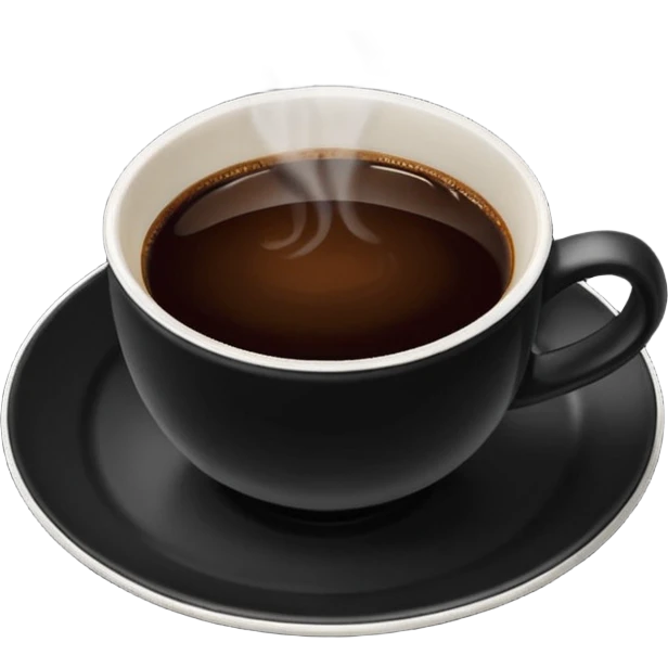 cup with black coffee on the same color plate without faces emoji