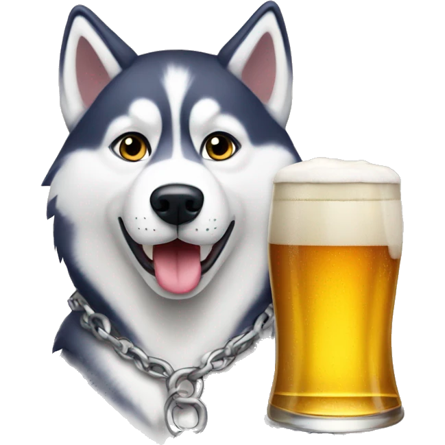 husky with glass of beer emoji