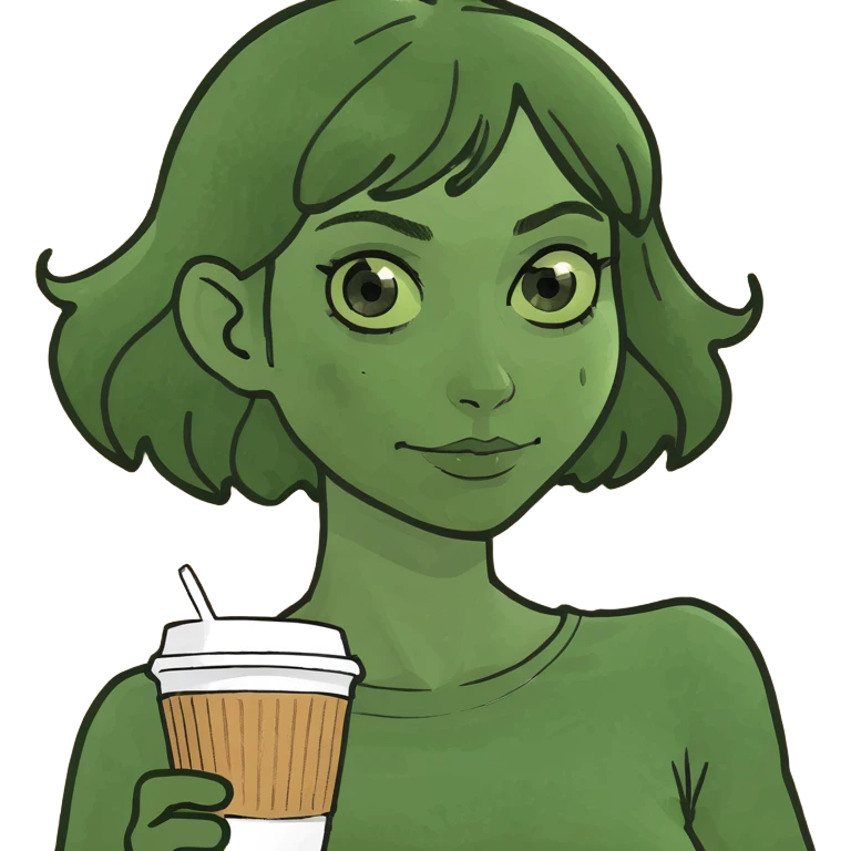 Back Haut Girl with coffee emoji