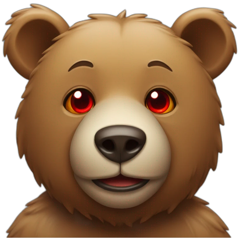 Bear drenched, smirk, red eyes emoji
