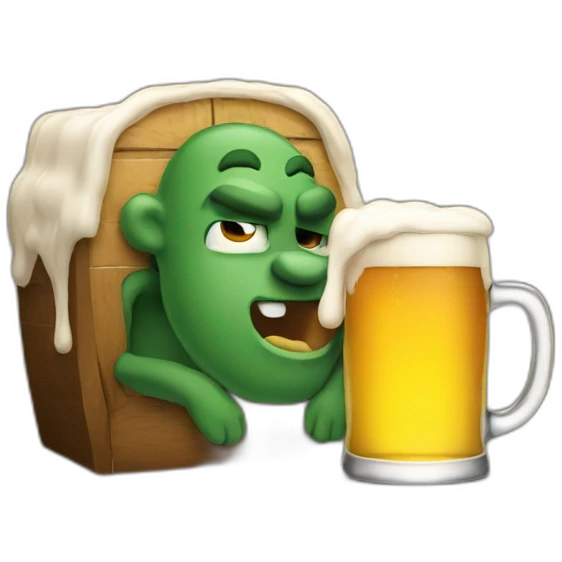 A beer drinking beer emoji