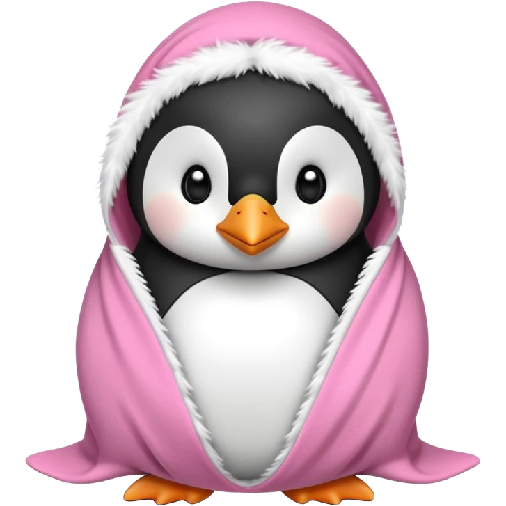 Cute penguin wrapped on pink blanket emoji