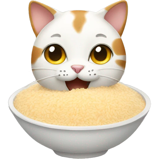cat eating rice emoji
