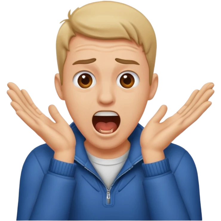 guy screaming with hands around his neck emoji