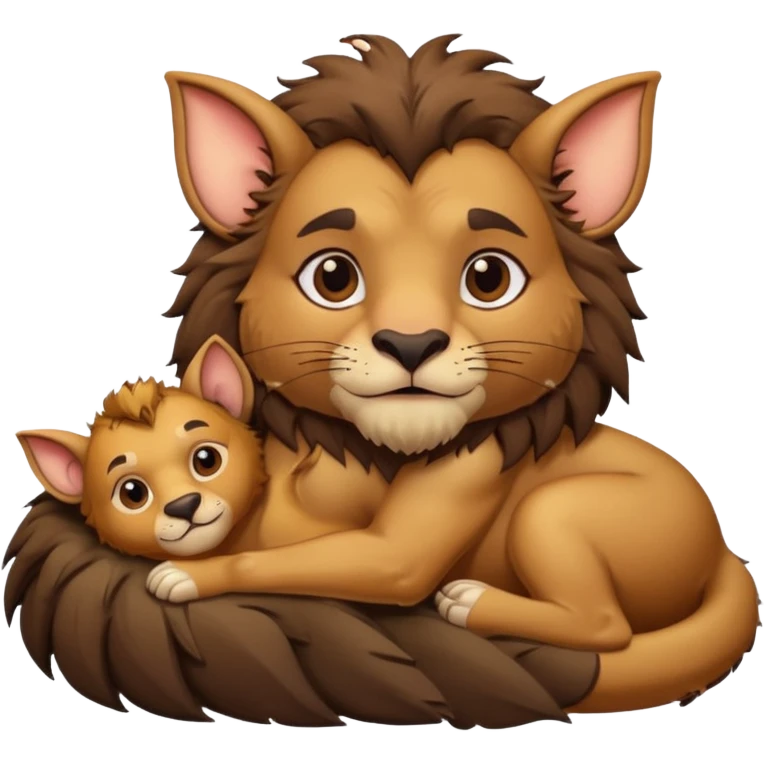 Bat chilling in lion’s stomach emoji