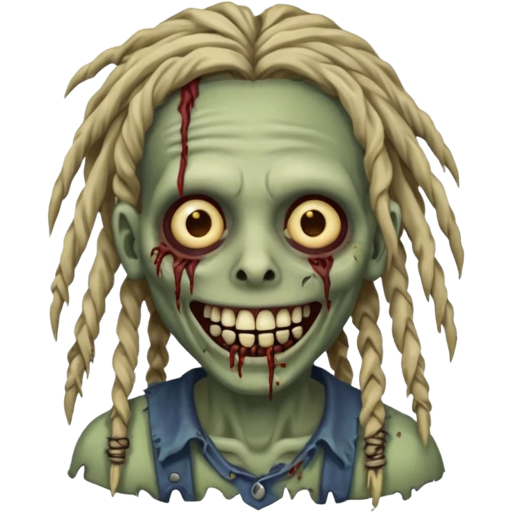 zombie with dreads with braces smiling  emoji