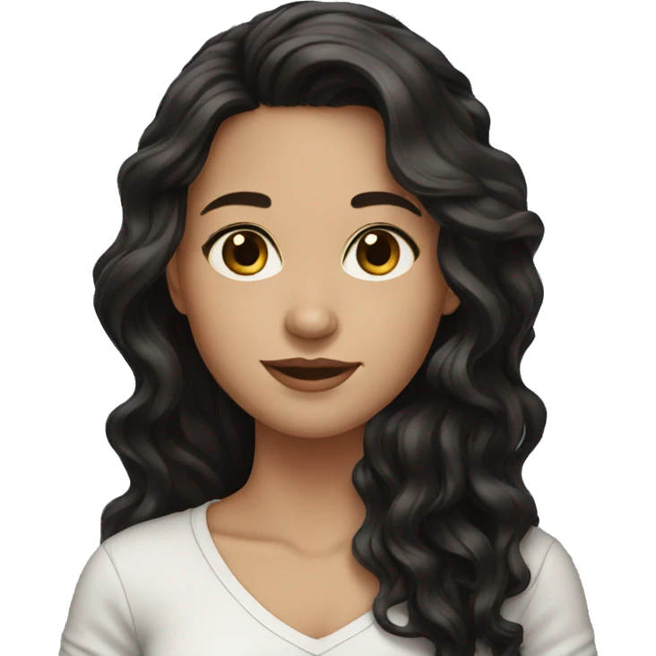 brunette girl long black wavy hair emoji