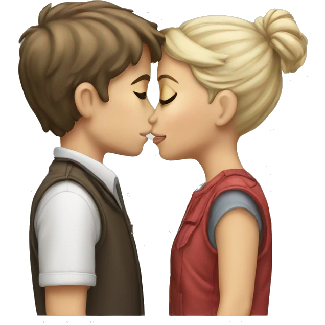 White Boy and girl kissing emoji