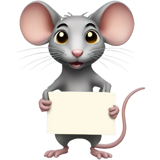 A rat looks to the right, holding a blank sign emoji