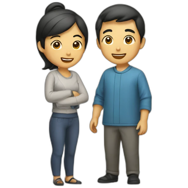 Two Asians talking emoji
