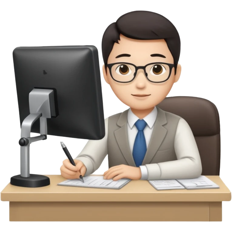 Asian accountant working at a desk emoji