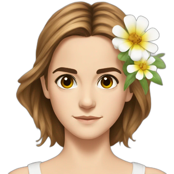 Emma Watson qui tient une fleur emoji