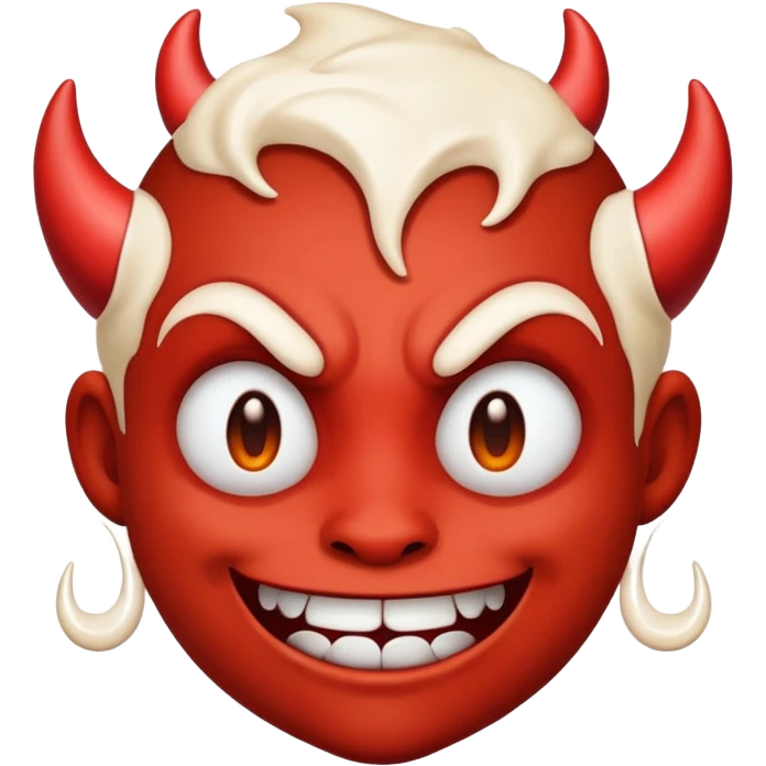 Devilish emoji with white cream sprayed across it’s face emoji