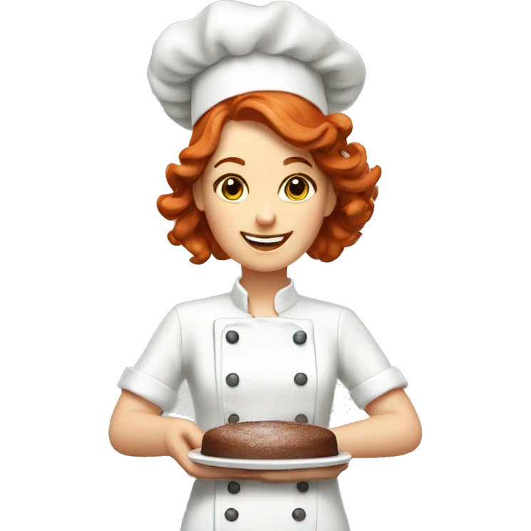 A redhead pastry chef making a cake emoji