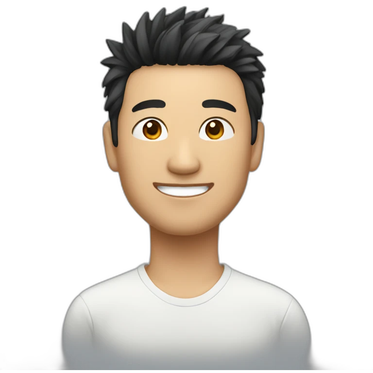 chinese man 40yo with spiky short black hair smile emoji