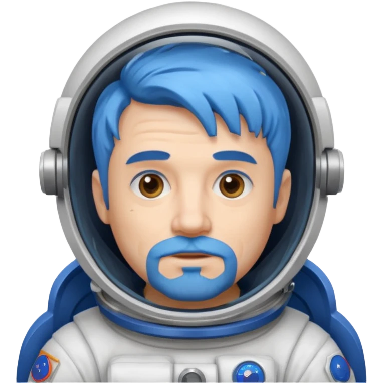 Astronauts, Middle-age, male, white skin, blue hair and blue beard emoji
