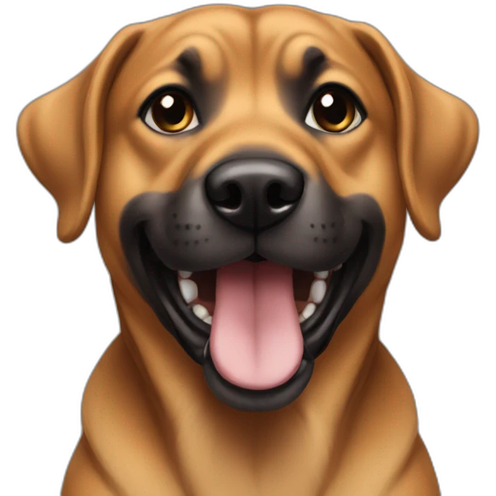 mixed breed caramel playing black face emoji