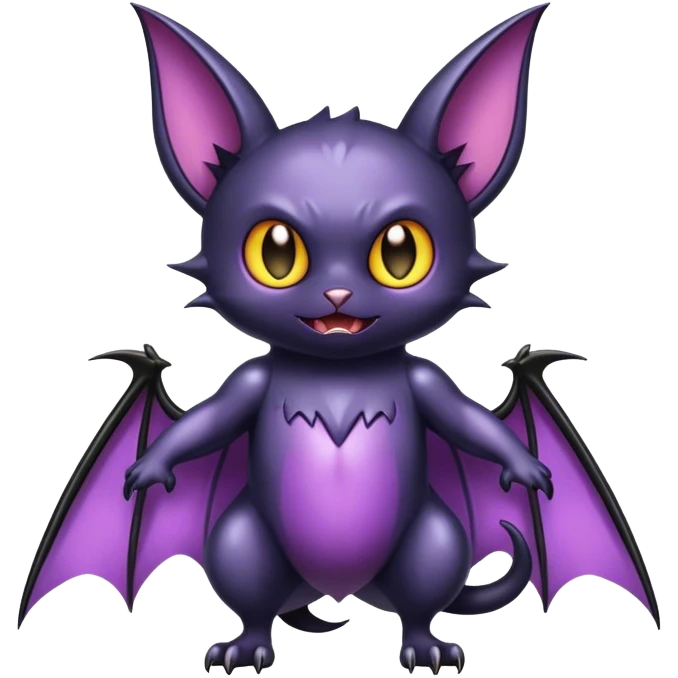 Shiny Dark Noibat-Bat-Cat-fusion-hybrid full body emoji