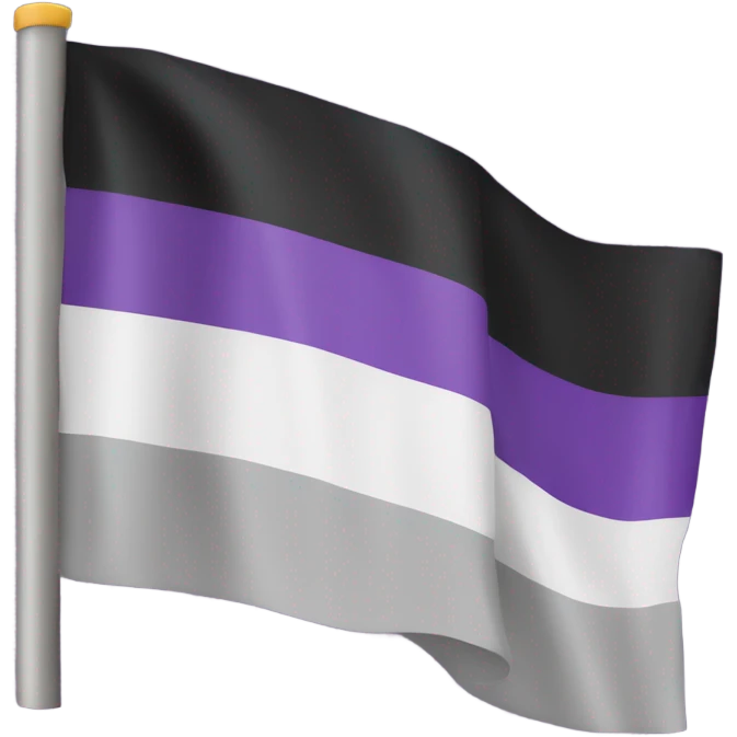 asexual pride flag with four horizontal stripes: black, gray, white, and purple emoji